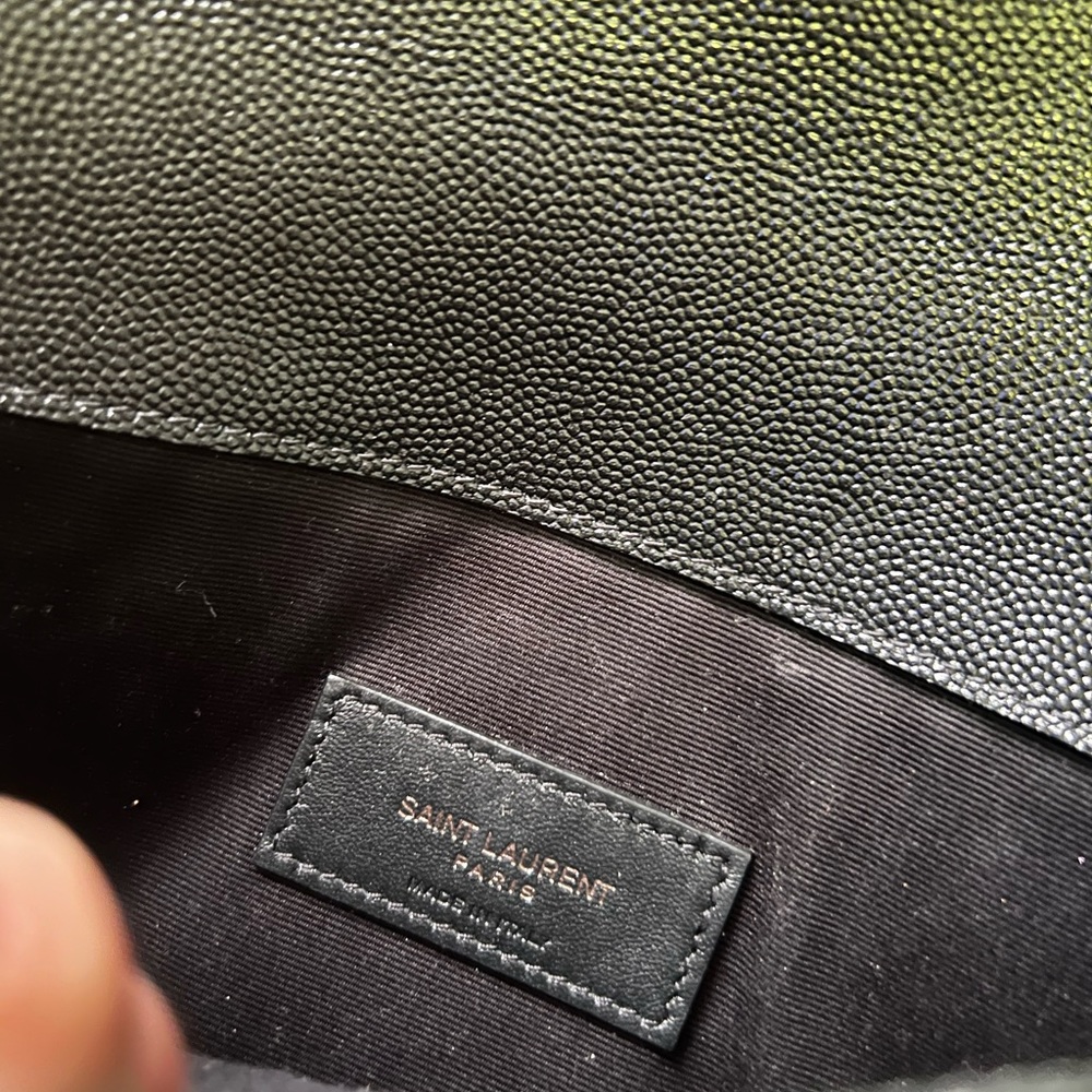 SAINT LAURENT UPTOWN PEBBLED LEATHER POUCH